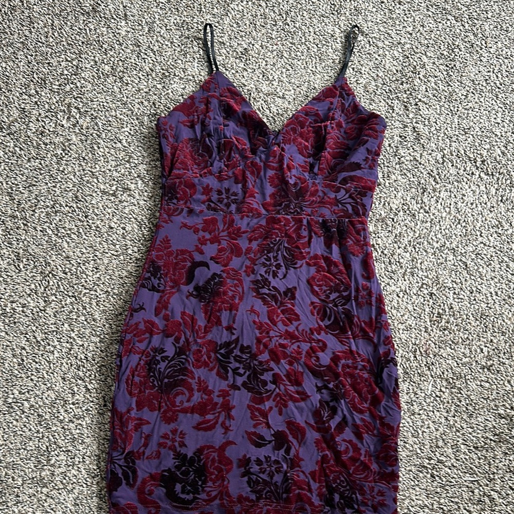 Purple and red velvet dress
